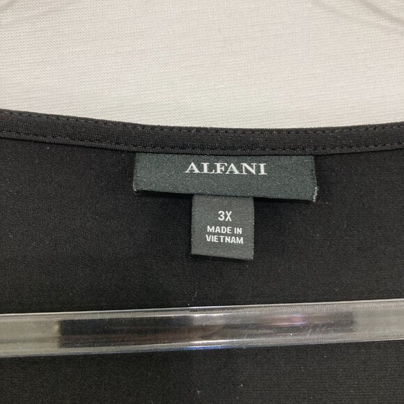 Alfani size 3X Black Multi Abstract Artsy Asymmetric Stretch Knit Top - Picture 4 of 11